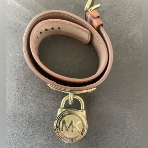 Michael Kors leather band , double wrap watch w/ padlock watch charm.